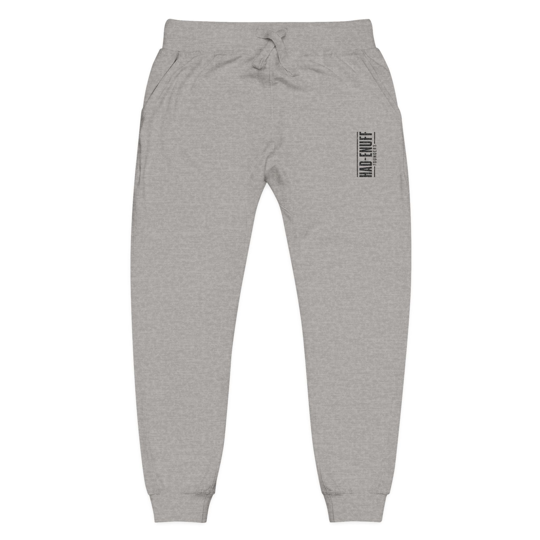Embroidered Minimal Logo Sweatpants — White Fleece Joggers
