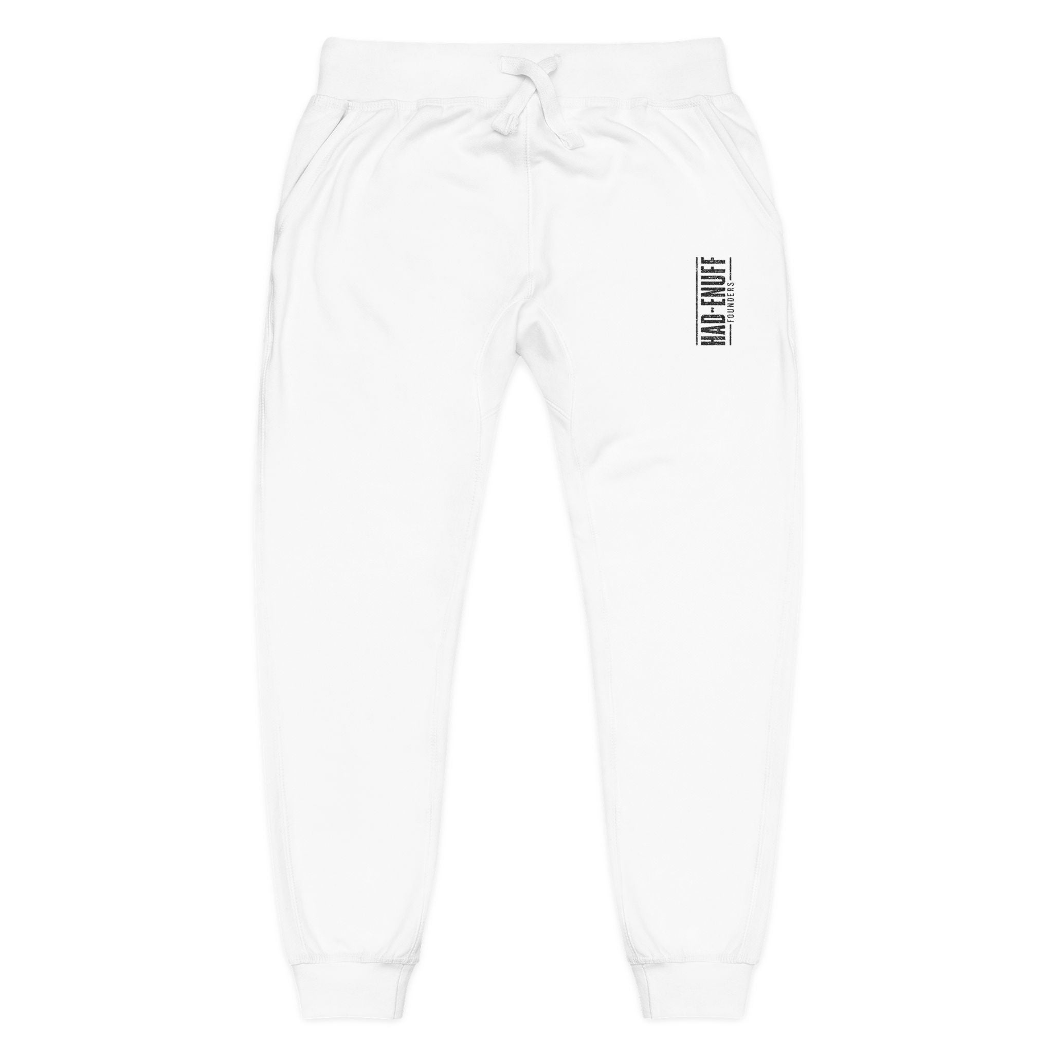 Embroidered Minimal Logo Sweatpants — White Fleece Joggers